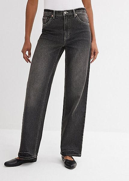 bonprix Weite Jeans loose fit Passform, hoher Bund, aus überwiegend Baumwol günstig online kaufen