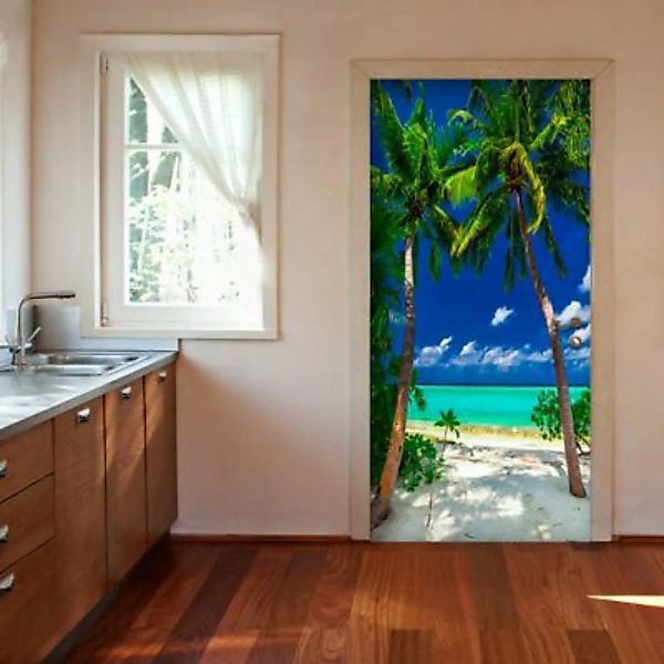 artgeist Türtapete Photo wallpaper - Island, beach I mehrfarbig Gr. 70 x 21 günstig online kaufen