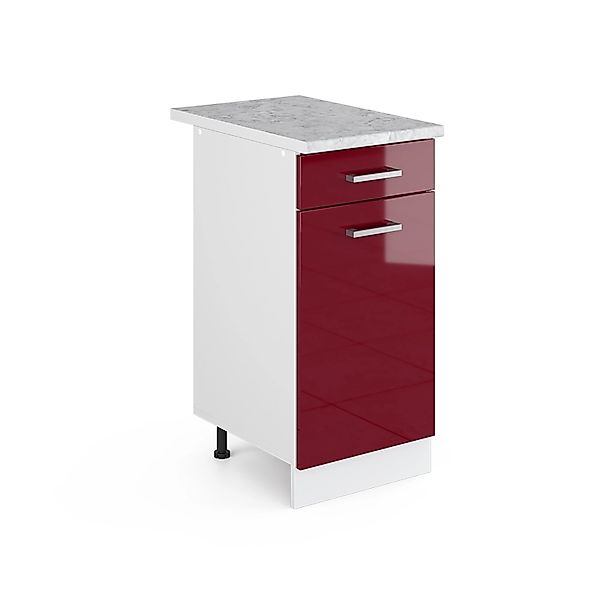 Vicco Küchenunterschrank R-Line Bordeaux Hochglanz/Weiß 40 cm AP Marmor günstig online kaufen