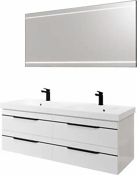 Saphir Badmöbel-Set »Balto 2-teilig Mineralmarmor-Doppelwaschtisch mit LED- günstig online kaufen