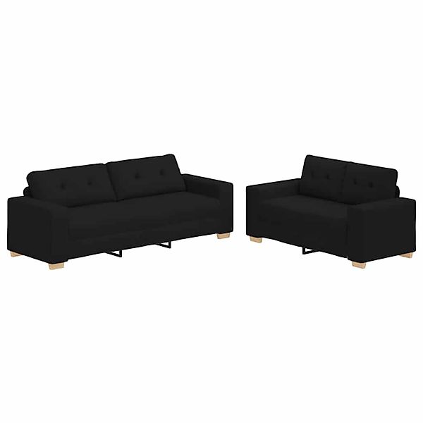 vidaXL 2-Teiliges Sofa-Set mit Kissen Schwarz Stoff 3324712 günstig online kaufen
