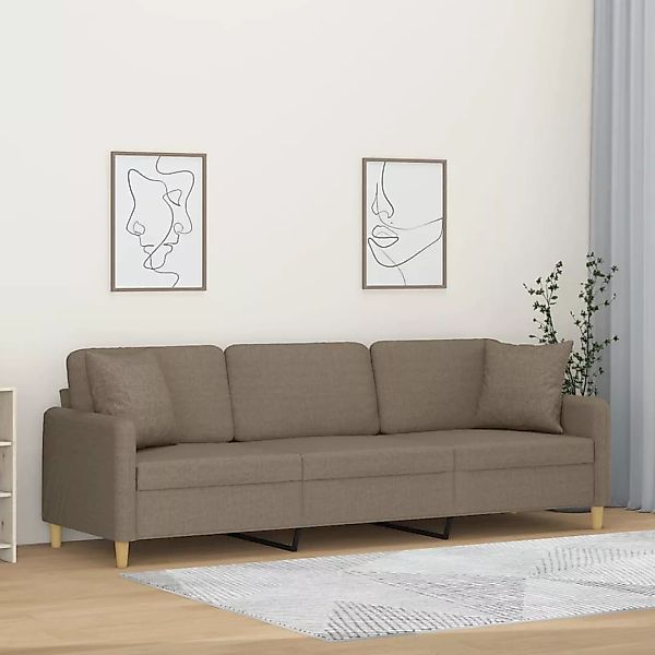 Vidaxl 3-sitzer-sofa Mit Kissen Taupe 210 Cm Stoff günstig online kaufen