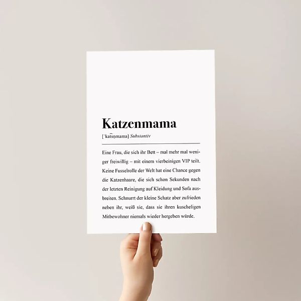 Katzenmama Poster Din A4: Katzenmama Definition günstig online kaufen