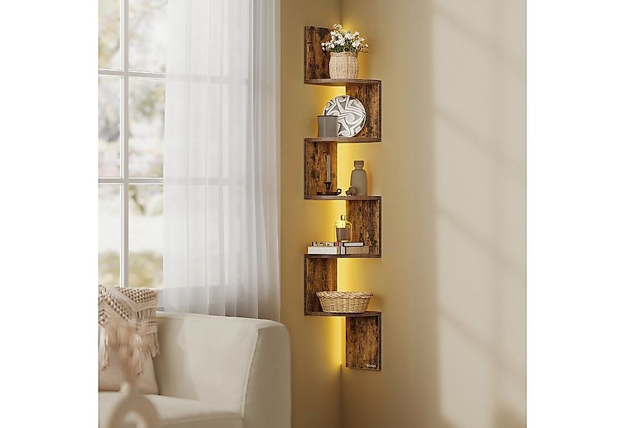VASAGLE Eckregal Wandregal Schweberegal Bücherregal Pflanzenregal, mit LED- günstig online kaufen