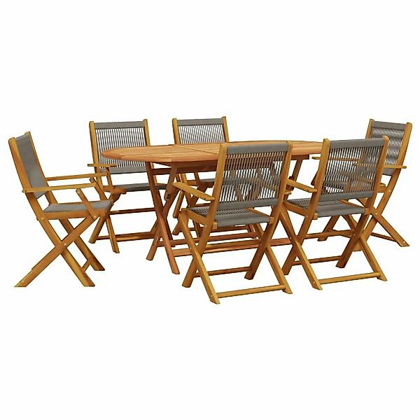 vidaXL 7-tlg Garten-Essgruppe Polypropylen und Massivholz Grau Modell 3 günstig online kaufen