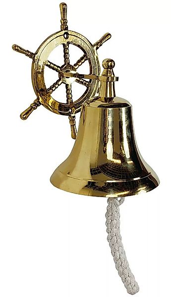 Schiffsglocke mit Steuerrad Türglocke Messing Glocke Nostalgie Maritim 18cm günstig online kaufen