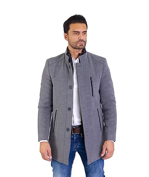 Denim Distriqt Wintermantel Herren Slim Fit Wintermantel Stehkragen Grau 54 günstig online kaufen