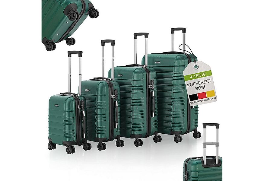 Juskys Trolleyset Rom, 4 Rollen, (4 tlg., 4-teilig), 4 Koffer, 360° Rollen, günstig online kaufen