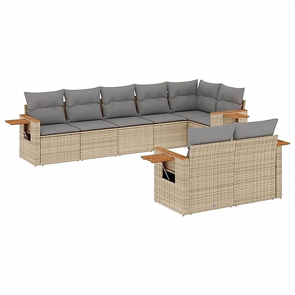 vidaXL 8-Tlg Garten-Sofagarnitur mit Kissen Beige Poly Rattan 3226990 günstig online kaufen