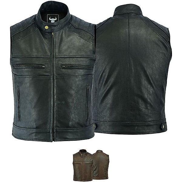 BULLDT Motorradweste GW696 Motorrad Kutte Vintage Coffe racer Lederweste Mo günstig online kaufen