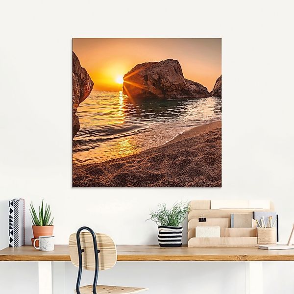 Artland Glasbild "Sonnenuntergang und Strand" Strand 1 Stk. tlg. in verschi günstig online kaufen