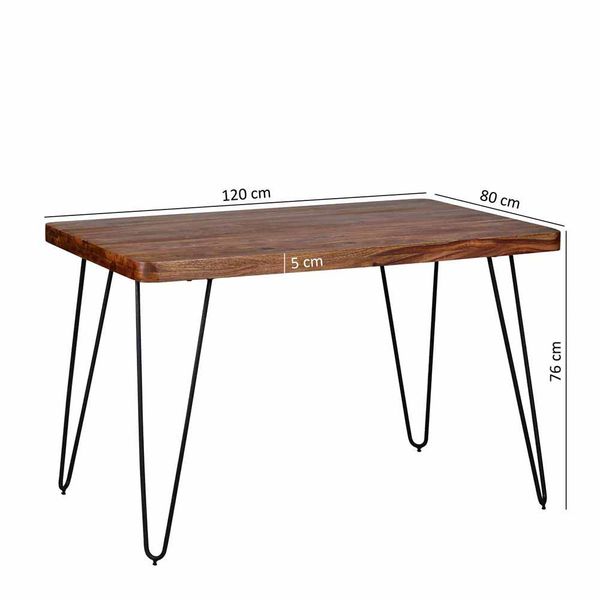 Esszimmertisch aus Sheesham Massivholz Metall Schwarz günstig online kaufen