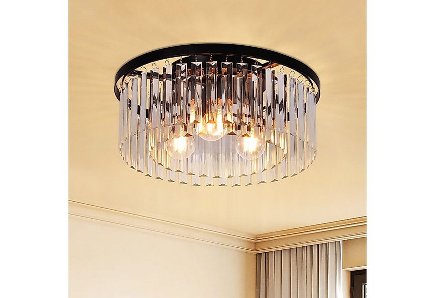 Nettlife Deckenleuchte Kristall Schwarz Deckenlampe Schlafzimmer E27/G9 Mod günstig online kaufen