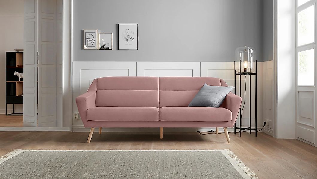 OTTO home 3-Sitzer "Bille" mit Naht im Rückenkissen und Eiche-Beinen, Desig günstig online kaufen