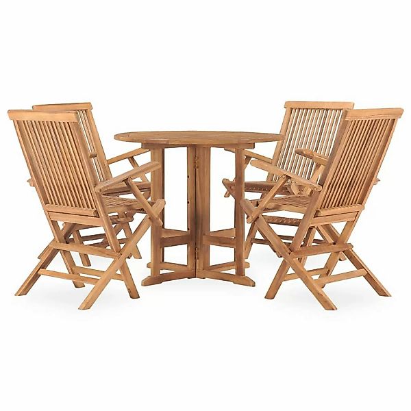 vidaXL 5-tlg Garten-Essgruppe Klappbar Massivholz Teak günstig online kaufen