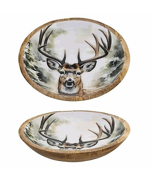 Deko-Schale rund ca. 25x6x25 cm 1 Stück HIRSCH Mangoholz Emaille günstig online kaufen
