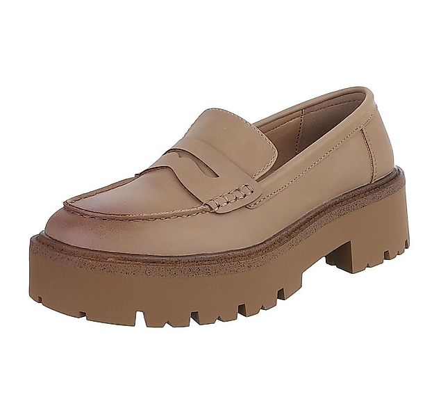 Ital-Design Elegante Plateau-Lederloafers für Damen im Alltag Slipper (9126 günstig online kaufen