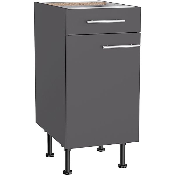Optifit Küchen-Unterschrank Ingvar420 40 cm x 87 cm x 58,4 cm Anthrazit Mat günstig online kaufen