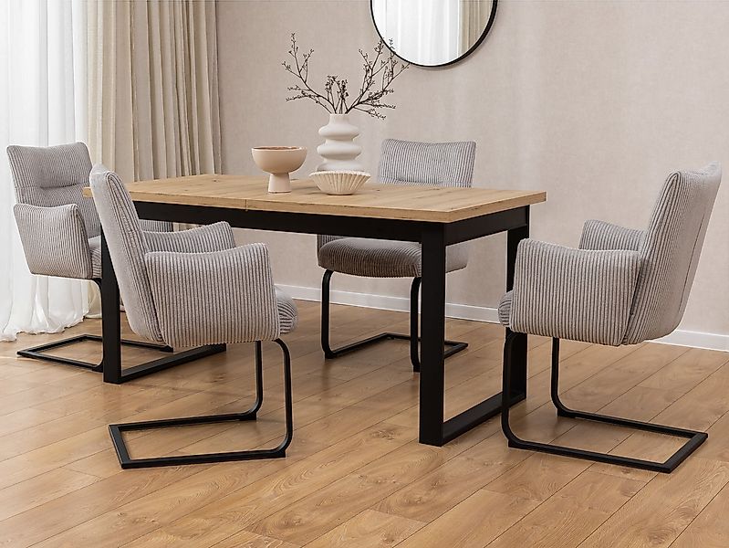 S-Style Möbel Polsterstuhl 2er Set Hera aus grauem Cord mit Freischwinger-G günstig online kaufen