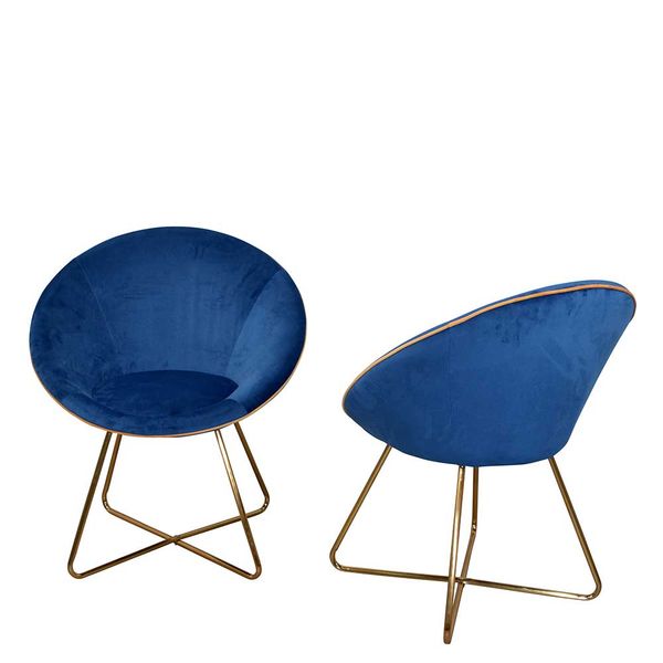Tischsessel in Blau und Goldfarben Retrostil günstig online kaufen
