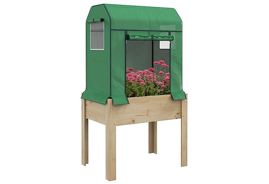 Outsunny Hochbeet Gemüsebeet, Kräuterbeet mit 2 Fenster, Wetterbeständig, U günstig online kaufen