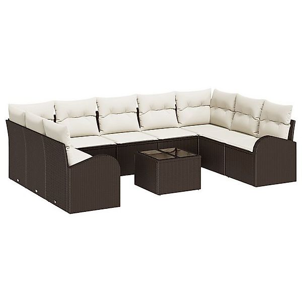 vidaXL Loungesofa 9-teiliges Garten Sofa Set mit Kissen Grau Poly Rattan, 1 günstig online kaufen