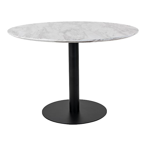 ebuy24 Bologna Esstisch Ø110 cm Marmoroptik Schwarze Beine Weiß günstig online kaufen