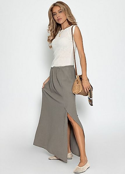 SASSYCLASSY A-Linien-Rock Maxi Musselin Rock mit Schlitz für Damen Maxirock günstig online kaufen