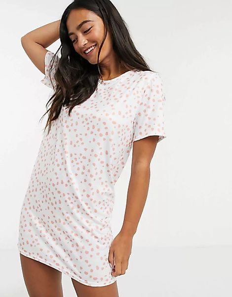In The Style x Jac Jossa – Nachthemd in Weiß-Bunt getupft-Mehrfarbig günstig online kaufen