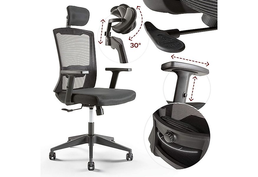 Arebos Bürostuhl Ergonomischer Schreibtischstuhl Wippmechanismus von 90° bi günstig online kaufen