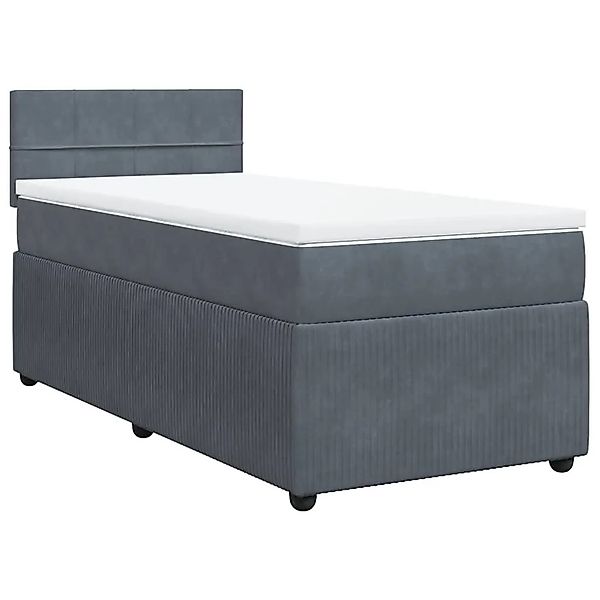 vidaXL Boxspringbett mit Matratze Dunkelgrau 90x200 cm Samt 3289951 günstig online kaufen