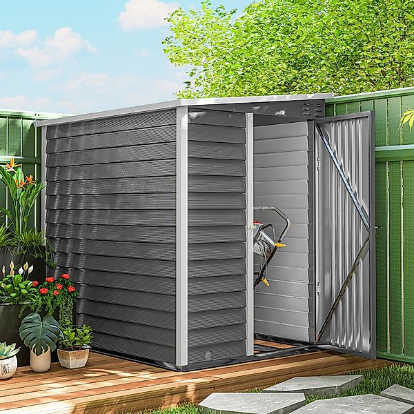 Outsunny Metall Gerätehaus 2,3m² 142x184x181cm Geräteschuppen mit Fundament günstig online kaufen