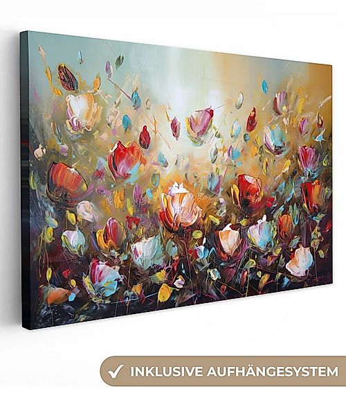 OneMillionCanvasses® Leinwandbild Blumen - Kunst - Natur - Ölfarbenoptik, F günstig online kaufen