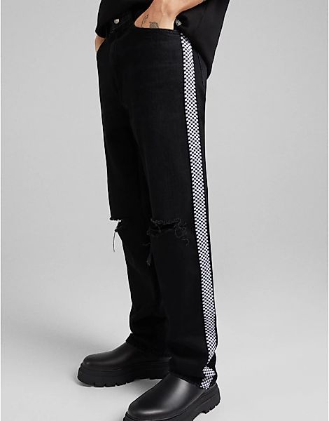 Bershka – Baggy-Jeans im Stil der 90er in Schwarz mit Zierrissen günstig online kaufen