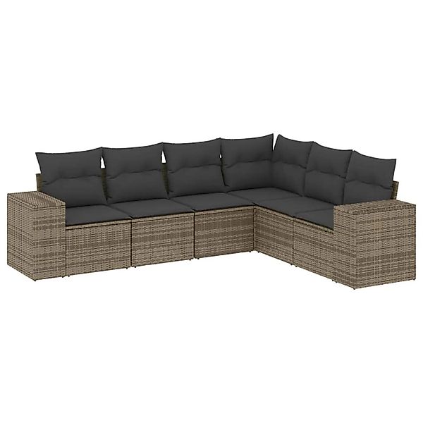 vidaXL 6-Tlg Garten-Sofagarnitur mit Kissen Grau Poly Rattan 3254947 günstig online kaufen