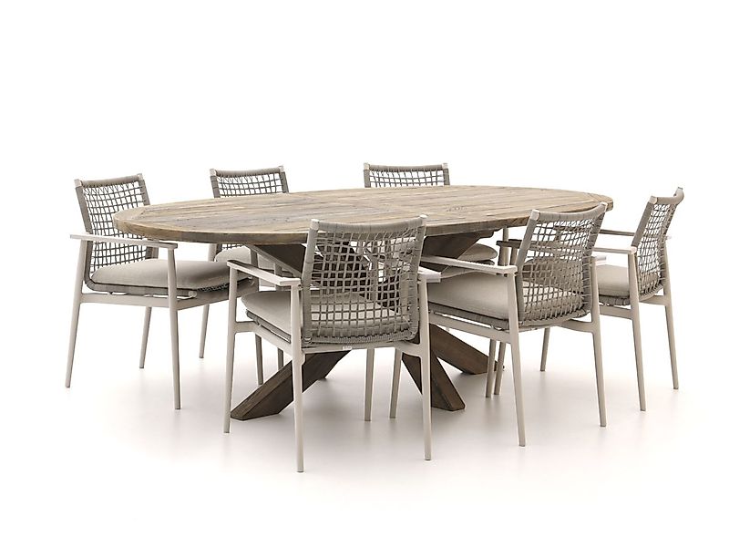 Bellagio Pizzoli/ROUGH-Y Ellips 240 cm Gartenmöbel-Set 7-teilig stapelbar günstig online kaufen