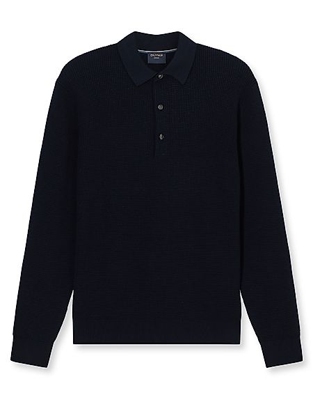 OLYMP Polokragenpullover Waffle Structure Pullover strukturiert, günstig online kaufen