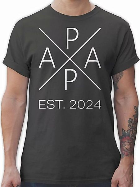 Shirtracer T-Shirt Papa Est 2024, Werdender Papa Geschenk Du wirst Papa Geb günstig online kaufen