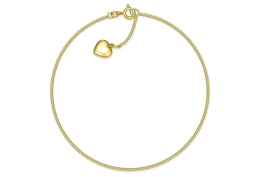 Silberkettenstore Fußkette Fußkette Panzer 1mm mit Herzanhänger 2123 - echt günstig online kaufen