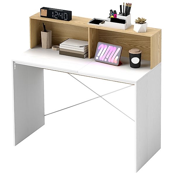 HOMCOM Computertisch mit Aufbewahrung 110 x 50 cm mit 2 offenen Fächern und günstig online kaufen