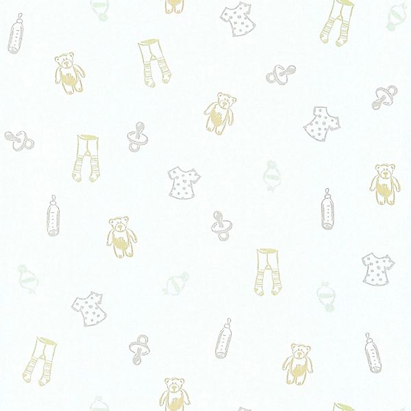 Bricoflor Neutrale Babyzimmer Tapete in Hellblau Vlies Kindertapete mit Ted günstig online kaufen