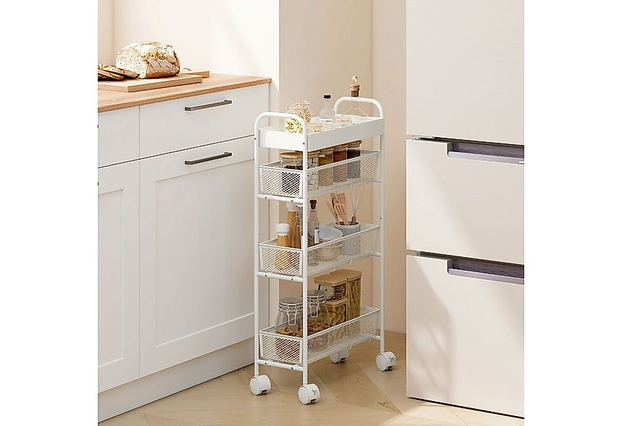 HOMCOM Küchenwagen mit Rollen, 3 Ausziehkörben, oberer Ablage, Griffen, (Se günstig online kaufen