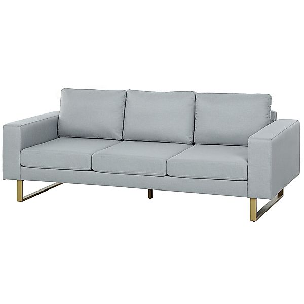 HOMCOM 3 Sitzer Sofa Dreisitzer Stoffsofa mit Kissen Armlehne Leinenoptik f günstig online kaufen