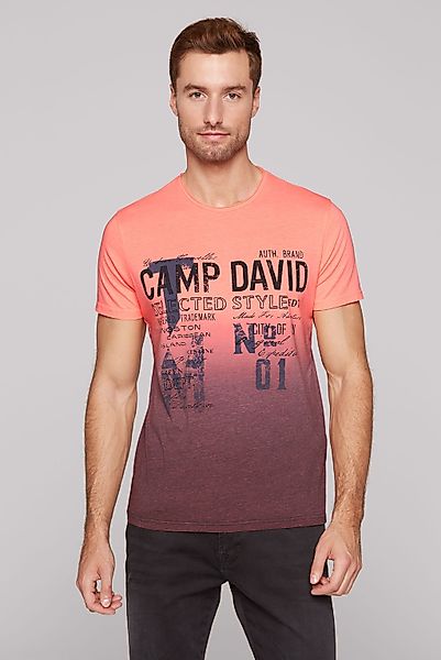 CAMP DAVID Rundhalsshirt, mit offener Kante am Ausschnitt günstig online kaufen