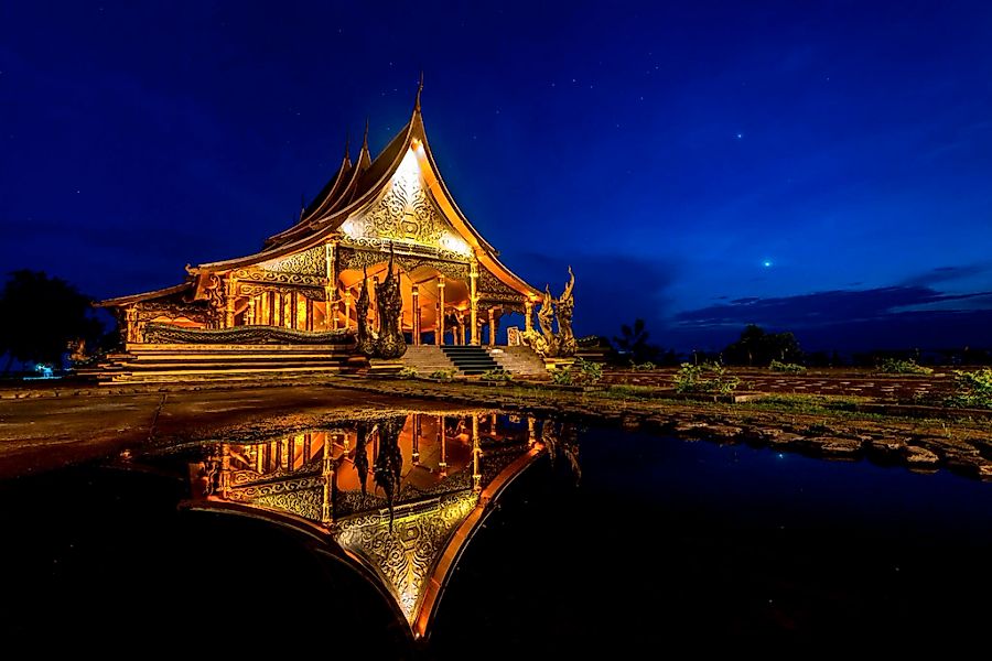 queence Acrylglasbild "Am See" Asien  Buddhismus  Gebäude  Himmel  Kunst Fi günstig online kaufen