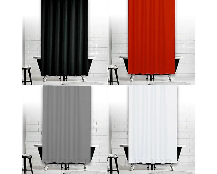 Ekershop Duschvorhang Textil Uni Farben Weiß Schwarz Rot Grau Breite 180 cm günstig online kaufen