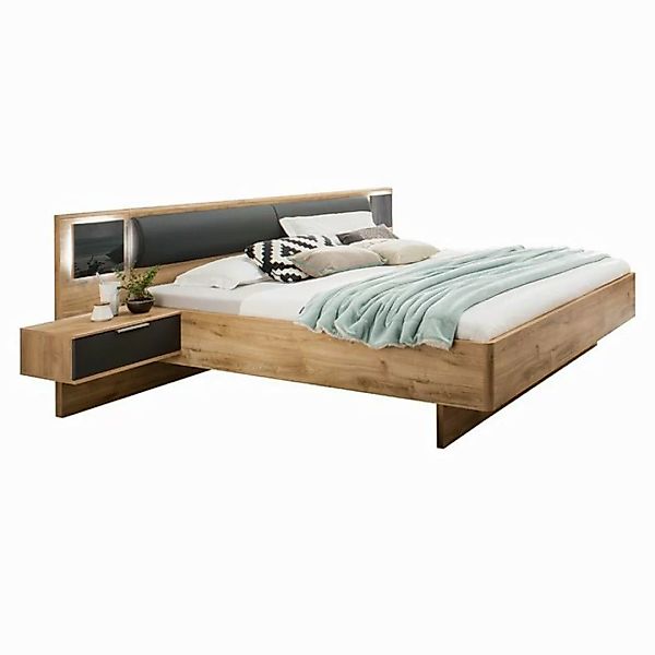 Lomadox Bett VIESTE-43, Bettanlage 180x200cm mit Nachttischen, Beleuchtung, günstig online kaufen