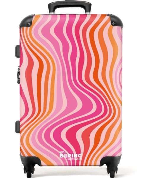 NoBoringSuitcases.com© Hartschalen-Trolley Rosa und orangefarbene Wellenlin günstig online kaufen