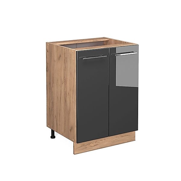 Vicco Küchenunterschrank Fame-Line Anthrazit Hochglanz/Goldkraft Eiche 60 c günstig online kaufen