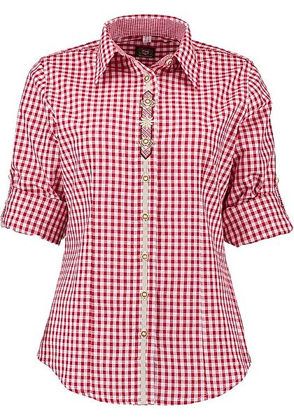 OS Trachten Trachtenbluse Flosa Langarmbluse mit Edelweiß-Stickerei auf der günstig online kaufen